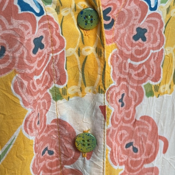 Jams World Women’s Aloha Lei Hawaiian Print Cropped Button Front Shirt Size XL - Picture 3 of 7
